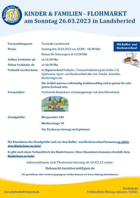 Frühjahrsflohmarkt Kinderhaus Grünbergzwerge